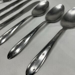 MARCREST atomic Starburst Flatware 3 Tablespoons, 3 Knives, 1 Teaspoon VTG MCM